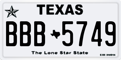 TX license plate BBB5749