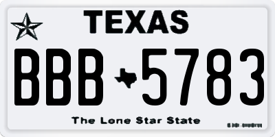 TX license plate BBB5783