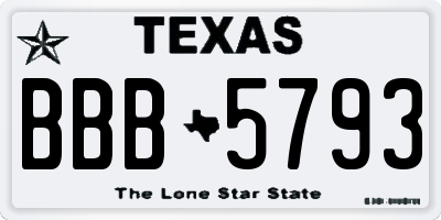 TX license plate BBB5793