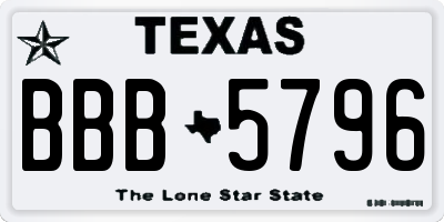 TX license plate BBB5796
