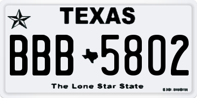 TX license plate BBB5802
