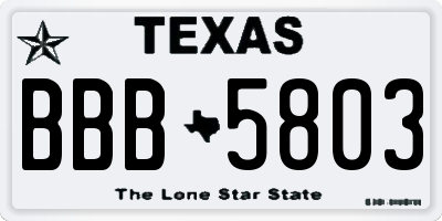 TX license plate BBB5803