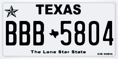 TX license plate BBB5804