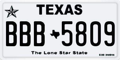 TX license plate BBB5809