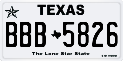 TX license plate BBB5826