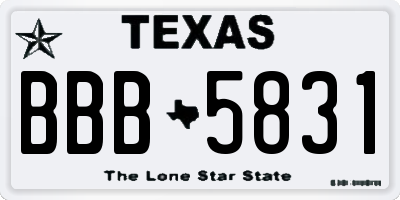 TX license plate BBB5831