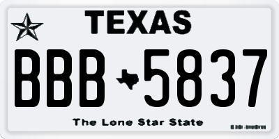 TX license plate BBB5837