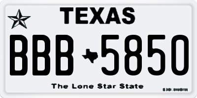 TX license plate BBB5850