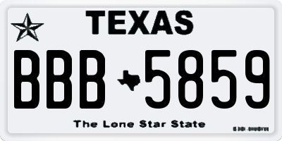 TX license plate BBB5859