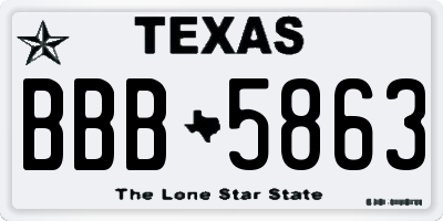 TX license plate BBB5863