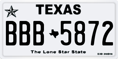 TX license plate BBB5872
