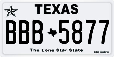 TX license plate BBB5877