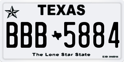 TX license plate BBB5884