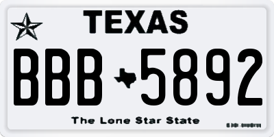 TX license plate BBB5892