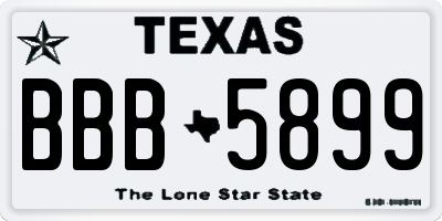 TX license plate BBB5899