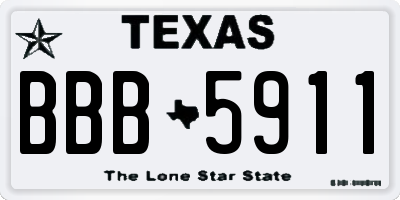 TX license plate BBB5911