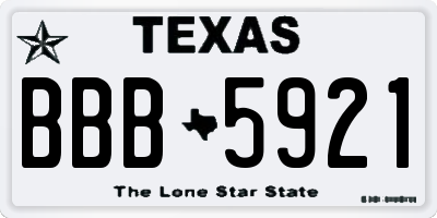 TX license plate BBB5921