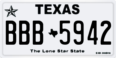 TX license plate BBB5942