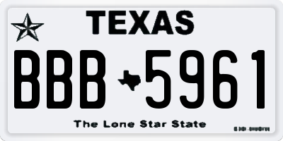 TX license plate BBB5961