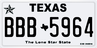 TX license plate BBB5964