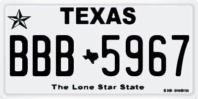 TX license plate BBB5967
