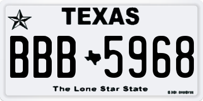 TX license plate BBB5968