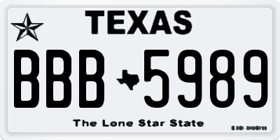 TX license plate BBB5989