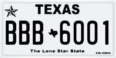 TX license plate BBB6001