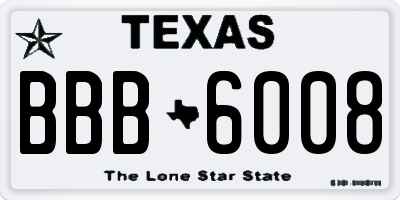 TX license plate BBB6008