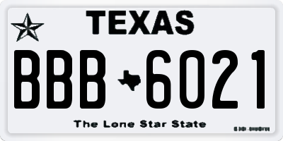 TX license plate BBB6021