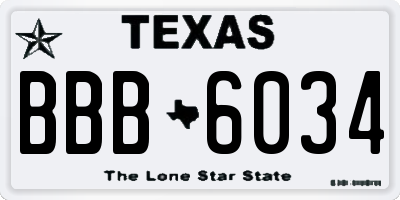 TX license plate BBB6034