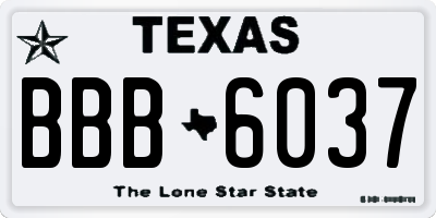 TX license plate BBB6037