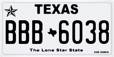 TX license plate BBB6038