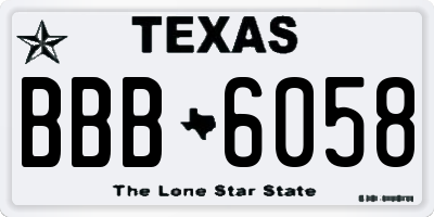 TX license plate BBB6058
