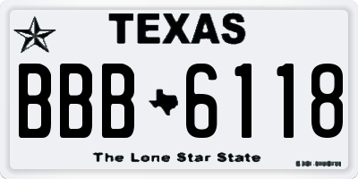TX license plate BBB6118
