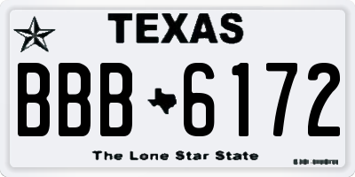 TX license plate BBB6172
