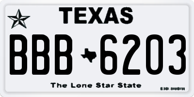 TX license plate BBB6203