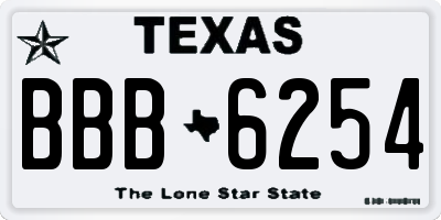 TX license plate BBB6254