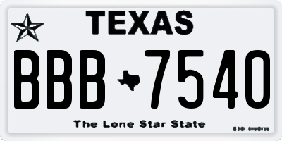 TX license plate BBB7540