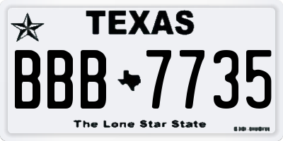 TX license plate BBB7735
