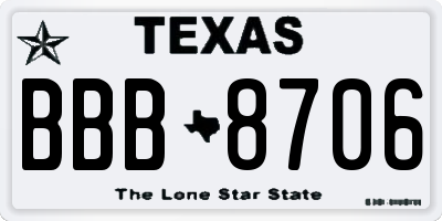 TX license plate BBB8706