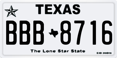 TX license plate BBB8716