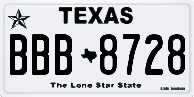 TX license plate BBB8728
