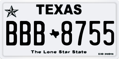 TX license plate BBB8755