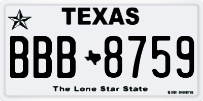 TX license plate BBB8759