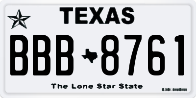 TX license plate BBB8761