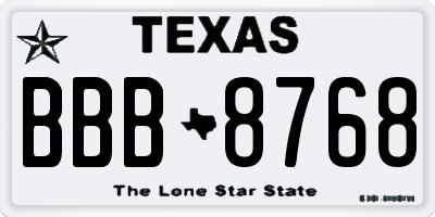 TX license plate BBB8768