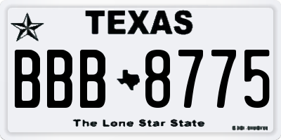 TX license plate BBB8775
