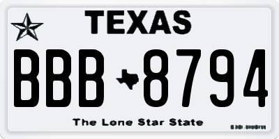 TX license plate BBB8794