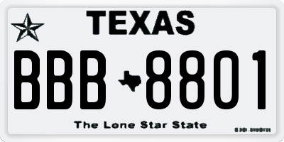 TX license plate BBB8801